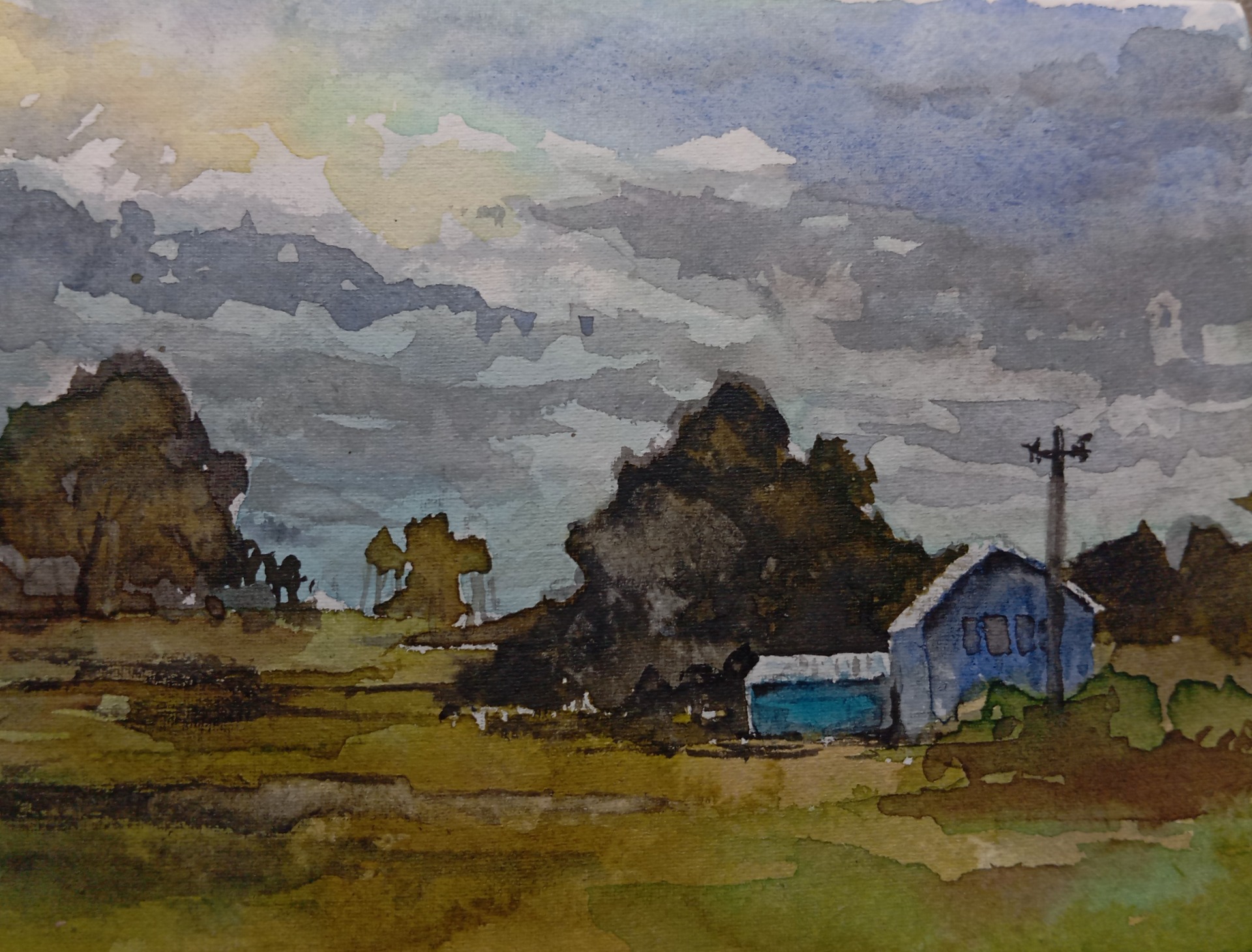 "A rainy weather "drawn with water colours